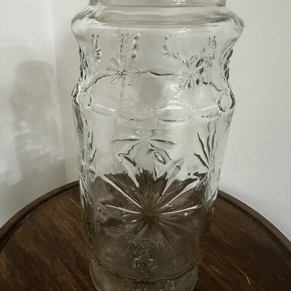 Vintage Planters Mr. Peanut Streamline Glass Jar - Sunburst Flower Pattern